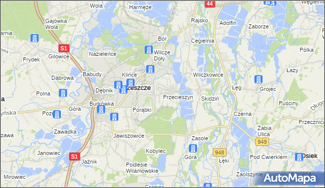 mapa Przecieszyn, Przecieszyn na mapie Targeo