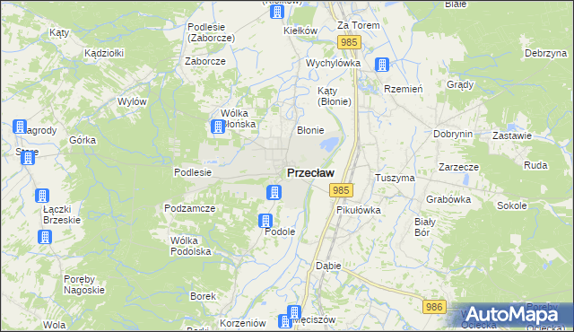 mapa Przecław powiat mielecki, Przecław powiat mielecki na mapie Targeo