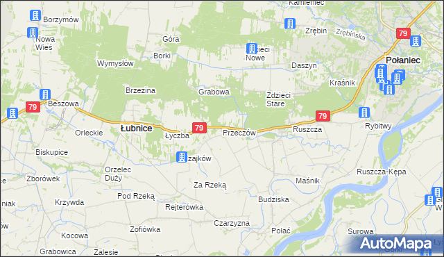 mapa Przeczów gmina Łubnice, Przeczów gmina Łubnice na mapie Targeo