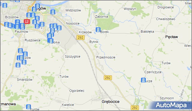 mapa Przedmoście gmina Głogów, Przedmoście gmina Głogów na mapie Targeo