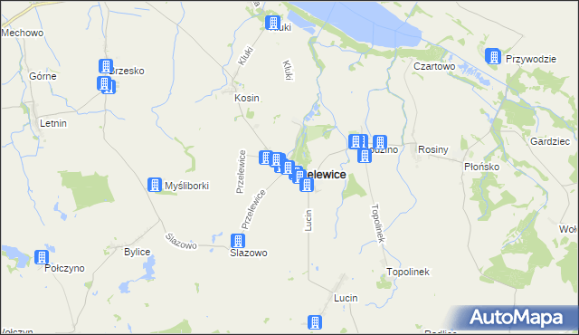 mapa Przelewice powiat pyrzycki, Przelewice powiat pyrzycki na mapie Targeo