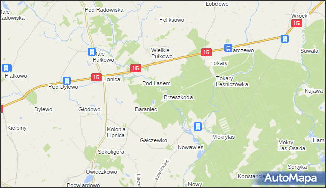 mapa Przeszkoda gmina Golub-Dobrzyń, Przeszkoda gmina Golub-Dobrzyń na mapie Targeo