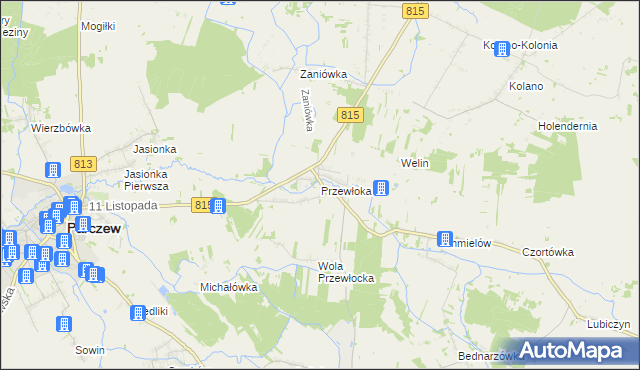 mapa Przewłoka gmina Parczew, Przewłoka gmina Parczew na mapie Targeo
