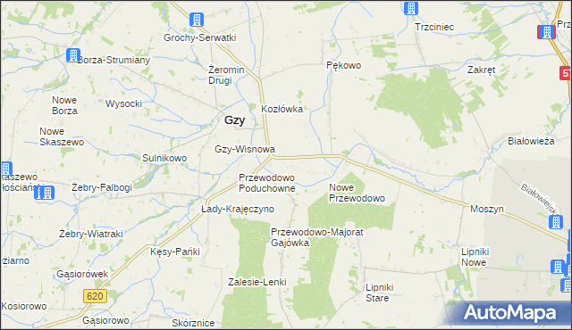 mapa Przewodowo-Parcele, Przewodowo-Parcele na mapie Targeo