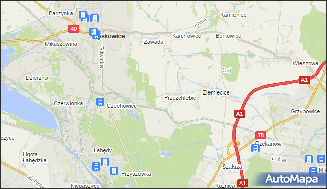 mapa Przezchlebie, Przezchlebie na mapie Targeo