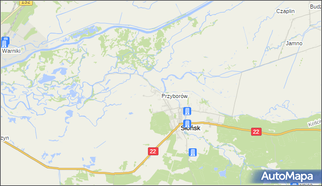 mapa Przyborów gmina Słońsk, Przyborów gmina Słońsk na mapie Targeo