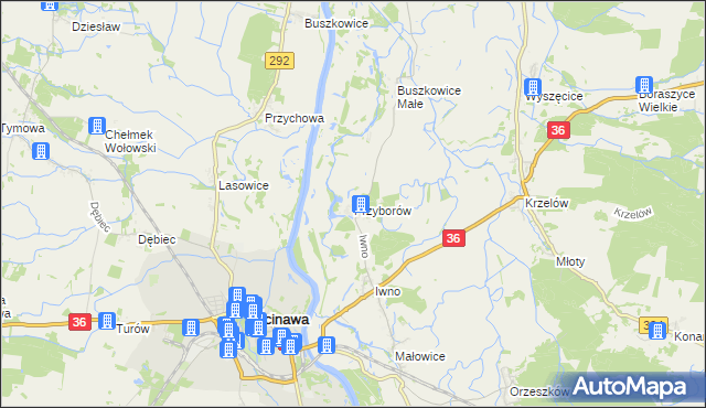 mapa Przyborów gmina Wińsko, Przyborów gmina Wińsko na mapie Targeo