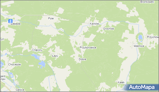 mapa Przyborowice gmina Gubin, Przyborowice gmina Gubin na mapie Targeo