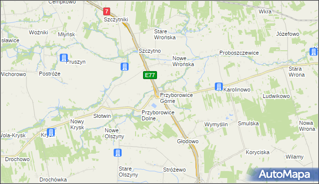 mapa Przyborowice Górne, Przyborowice Górne na mapie Targeo