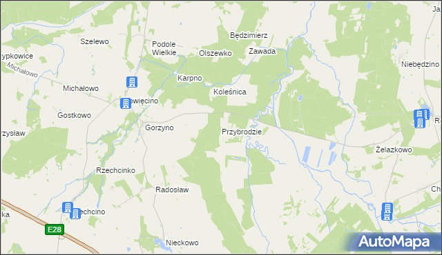 mapa Przybrodzie gmina Główczyce, Przybrodzie gmina Główczyce na mapie Targeo