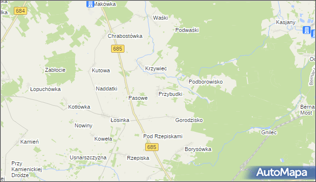 mapa Przybudki, Przybudki na mapie Targeo