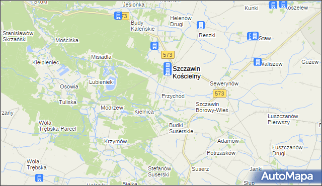 mapa Przychód gmina Szczawin Kościelny, Przychód gmina Szczawin Kościelny na mapie Targeo