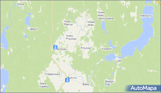 mapa Przykop gmina Purda, Przykop gmina Purda na mapie Targeo