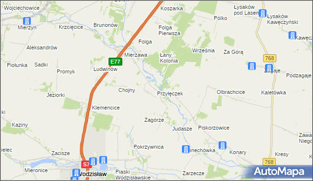 mapa Przyłęczek, Przyłęczek na mapie Targeo