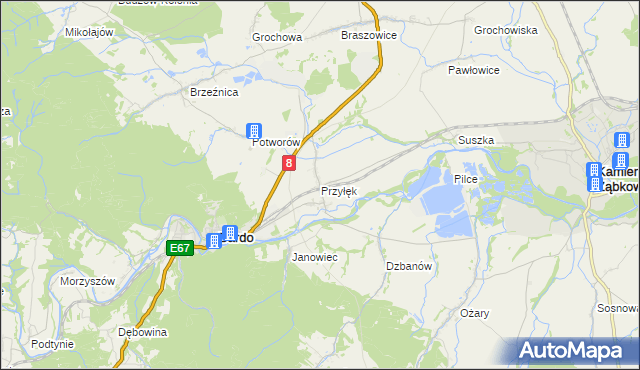 mapa Przyłęk gmina Bardo, Przyłęk gmina Bardo na mapie Targeo