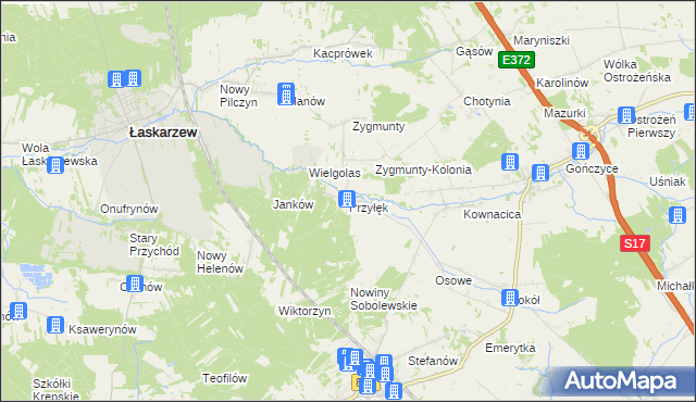 mapa Przyłęk gmina Sobolew, Przyłęk gmina Sobolew na mapie Targeo