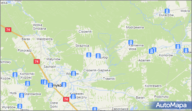 mapa Przyłogi, Przyłogi na mapie Targeo