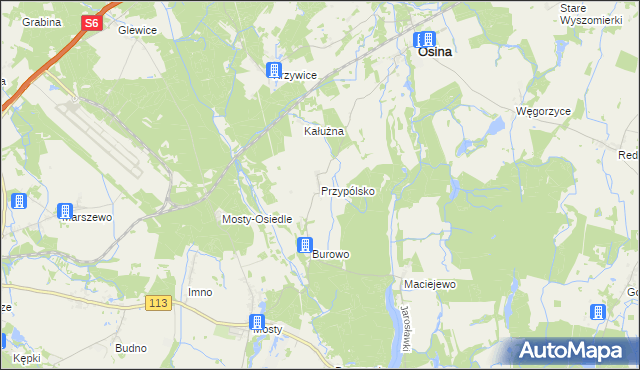 mapa Przypólsko gmina Osina, Przypólsko gmina Osina na mapie Targeo