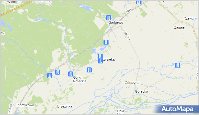 mapa Przysieka gmina Zwierzyn, Przysieka gmina Zwierzyn na mapie Targeo