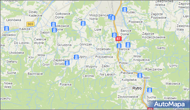 mapa Przysietnica gmina Stary Sącz, Przysietnica gmina Stary Sącz na mapie Targeo