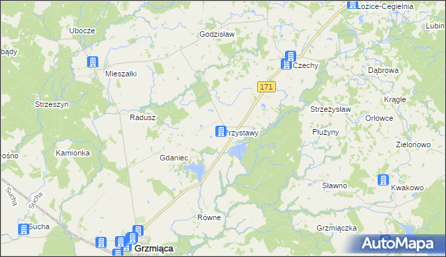 mapa Przystawy gmina Grzmiąca, Przystawy gmina Grzmiąca na mapie Targeo