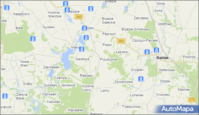 mapa Przystronie gmina Sompolno, Przystronie gmina Sompolno na mapie Targeo