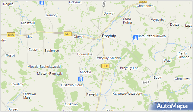 mapa Przytuły-Kolonia, Przytuły-Kolonia na mapie Targeo