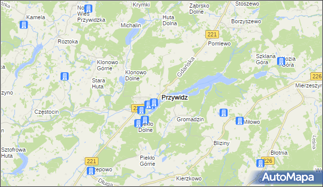 mapa Przywidz powiat gdański, Przywidz powiat gdański na mapie Targeo