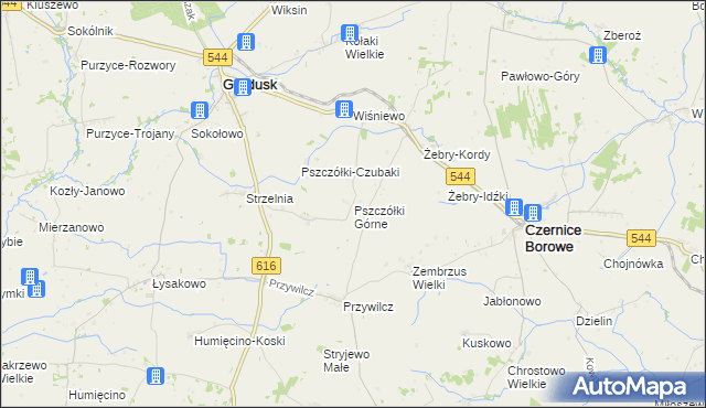 mapa Pszczółki Górne, Pszczółki Górne na mapie Targeo