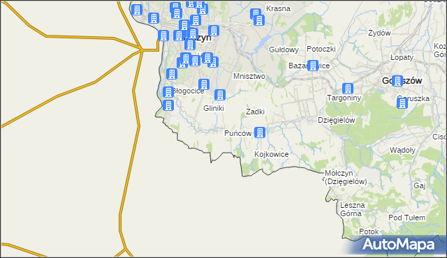 mapa Puńców, Puńców na mapie Targeo