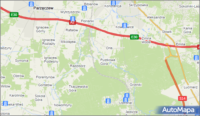 mapa Pustkowa Góra, Pustkowa Góra na mapie Targeo