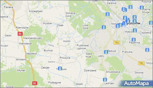 mapa Pustkowie Lgockie, Pustkowie Lgockie na mapie Targeo