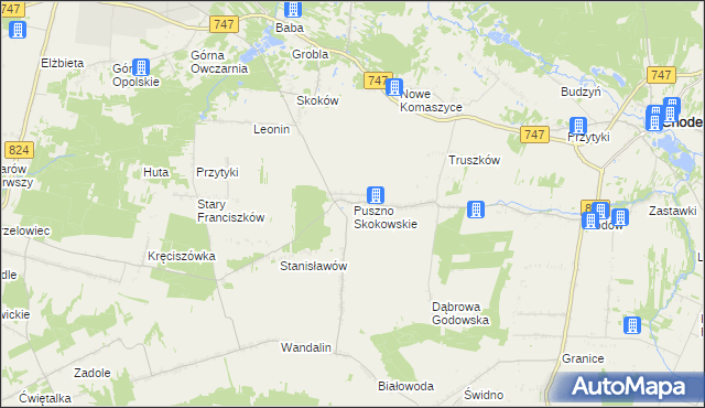 mapa Puszno Skokowskie, Puszno Skokowskie na mapie Targeo