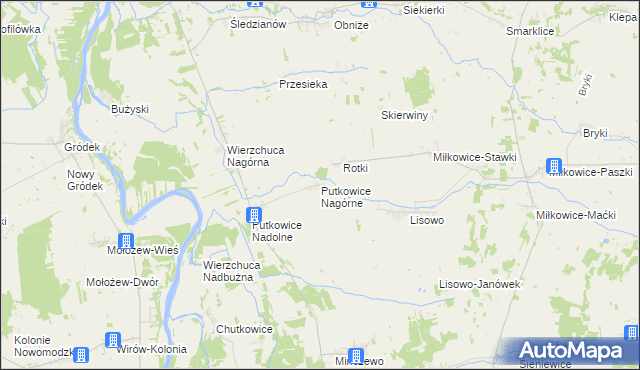 mapa Putkowice Nagórne, Putkowice Nagórne na mapie Targeo