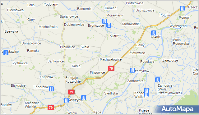 mapa Rachwałowice, Rachwałowice na mapie Targeo