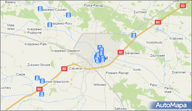 mapa Raciąż powiat płoński, Raciąż powiat płoński na mapie Targeo