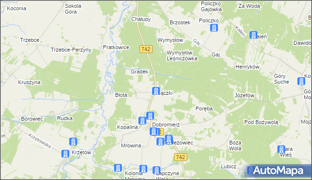 mapa Rączki gmina Kluczewsko, Rączki gmina Kluczewsko na mapie Targeo