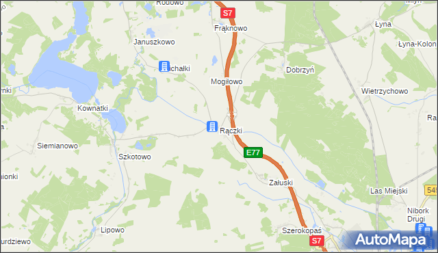 mapa Rączki gmina Nidzica, Rączki gmina Nidzica na mapie Targeo