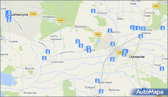 mapa Raczyce gmina Odolanów, Raczyce gmina Odolanów na mapie Targeo