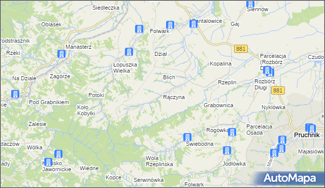 mapa Rączyna, Rączyna na mapie Targeo