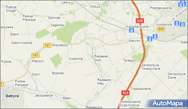 mapa Radawiec Duży, Radawiec Duży na mapie Targeo