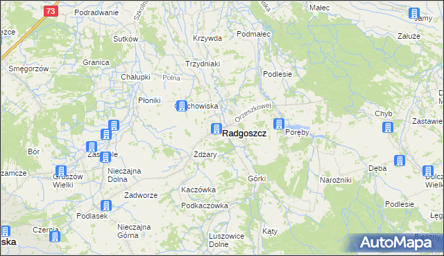 mapa Radgoszcz powiat dąbrowski, Radgoszcz powiat dąbrowski na mapie Targeo