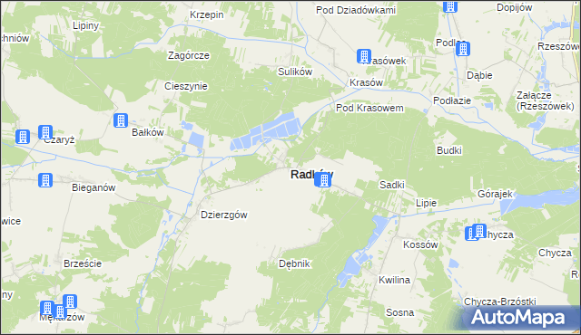 mapa Radków powiat włoszczowski, Radków powiat włoszczowski na mapie Targeo