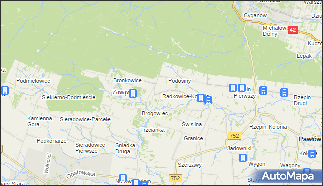 mapa Radkowice-Kolonia, Radkowice-Kolonia na mapie Targeo