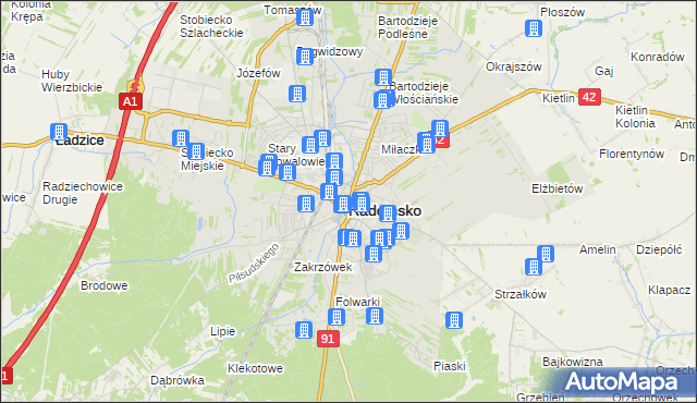 mapa Radomsko, Radomsko na mapie Targeo