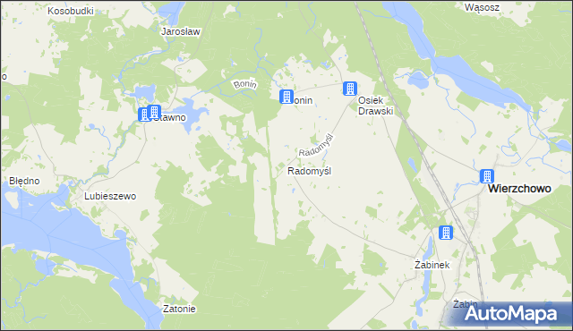 mapa Radomyśl gmina Wierzchowo, Radomyśl gmina Wierzchowo na mapie Targeo