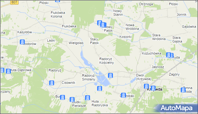 mapa Radoryż Kościelny, Radoryż Kościelny na mapie Targeo