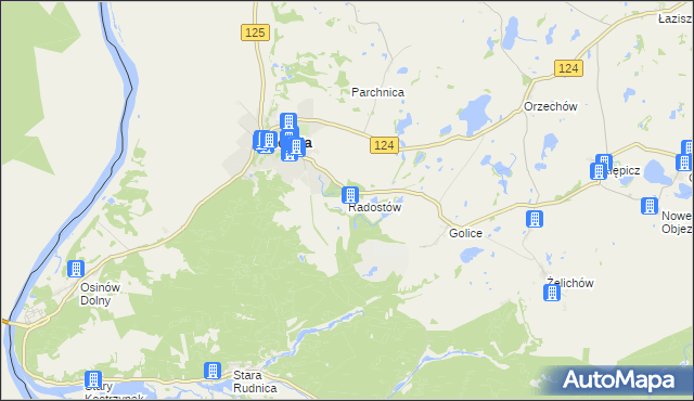 mapa Radostów gmina Cedynia, Radostów gmina Cedynia na mapie Targeo