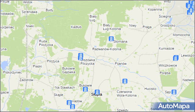 mapa Radwanów gmina Słupia Konecka, Radwanów gmina Słupia Konecka na mapie Targeo