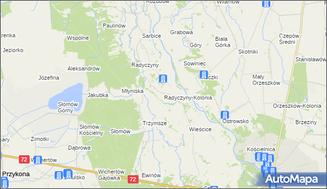 mapa Radyczyny-Kolonia, Radyczyny-Kolonia na mapie Targeo